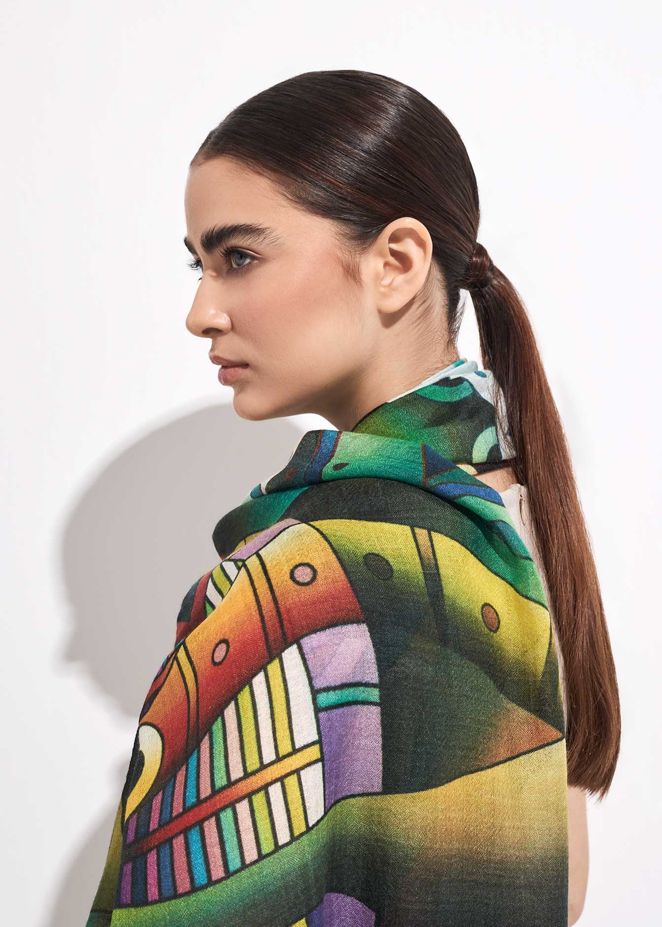 "Fiesta del Agua en Azul II" Shawl De Baby Alpaca & Seda