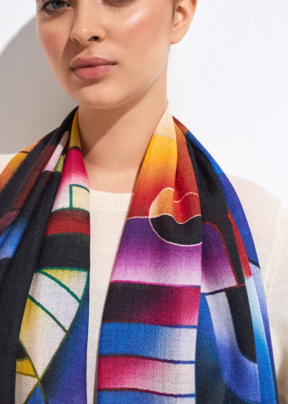 "The Wanderer's Sunset" Baby Alpaca & Silk Shawl