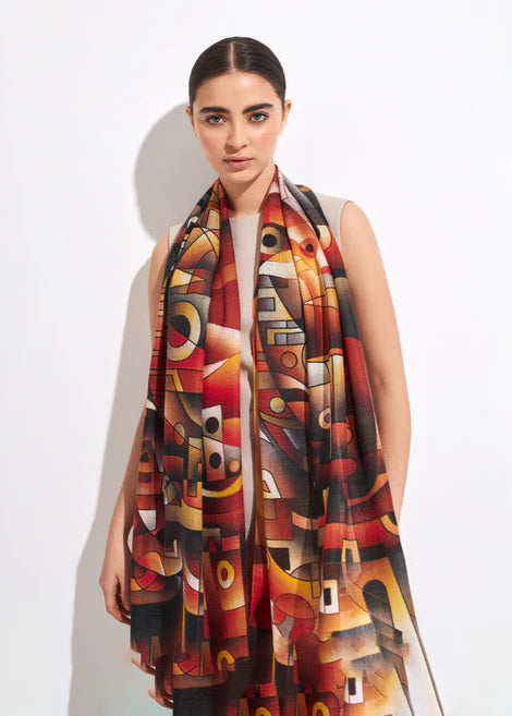 "A Dance Dedicated to the Gods of Fire" Baby Alpaca & Silk Shawl