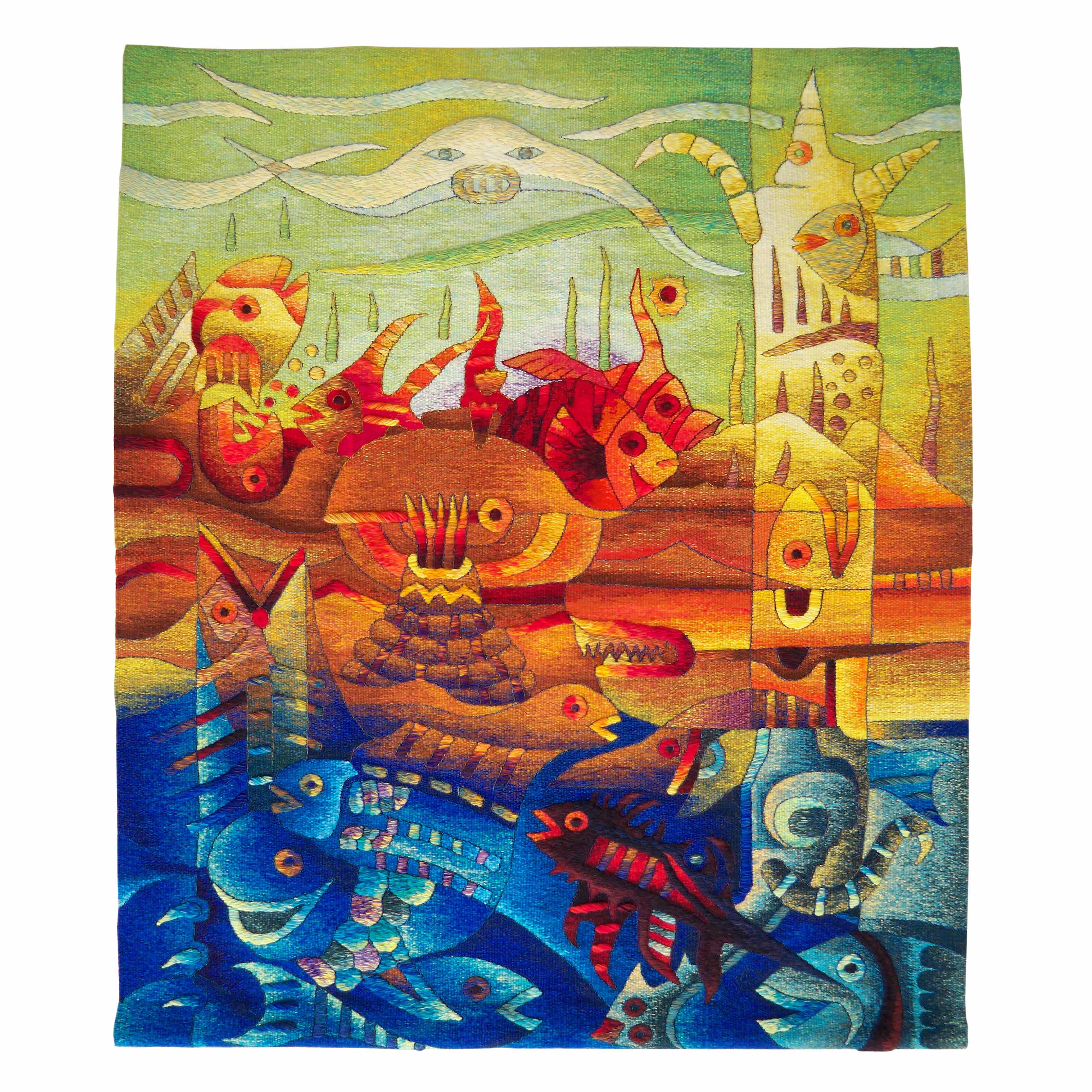 Marine Totem and Manta Ray Fish <br>47 x 55"