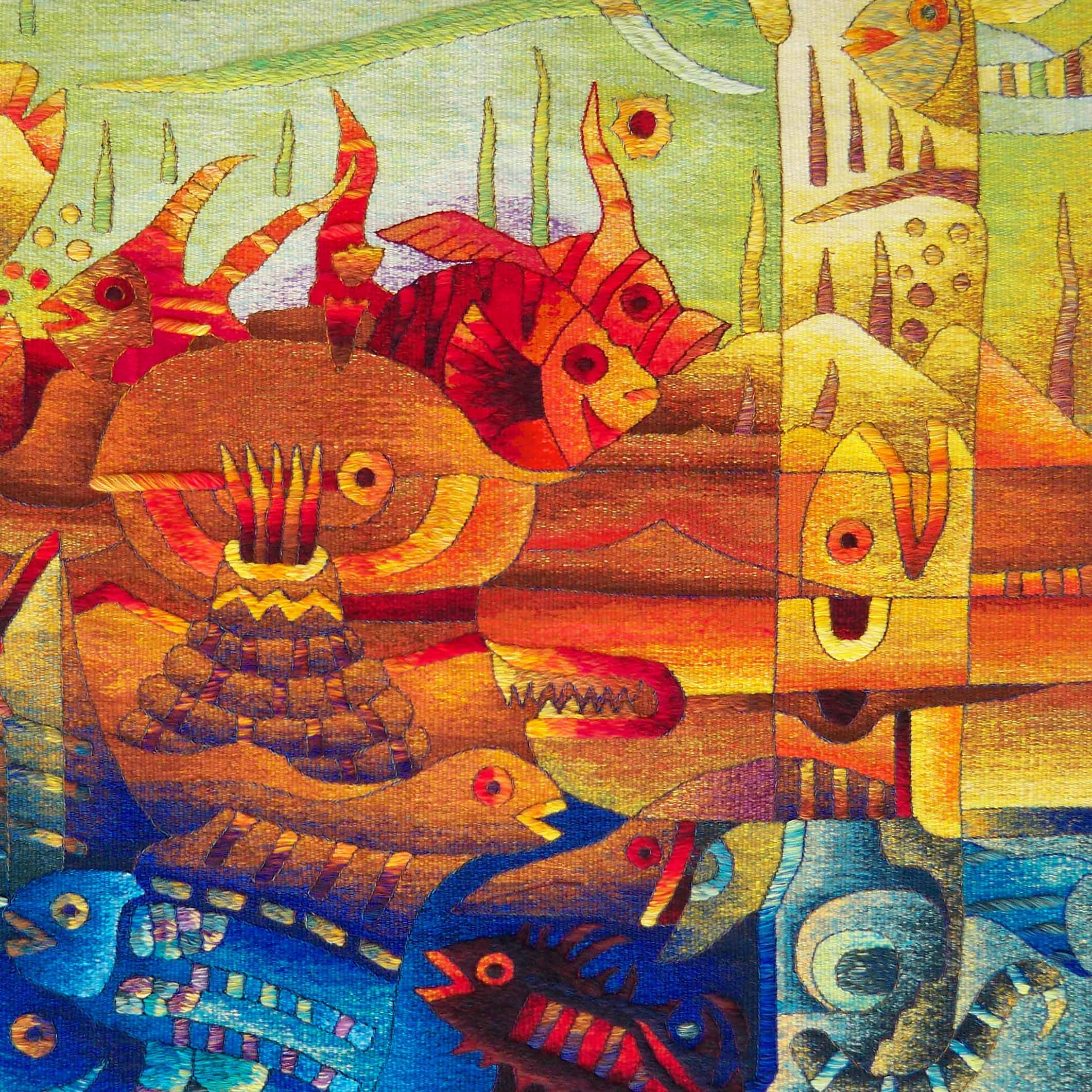 Marine Totem and Manta Ray Fish <br>47 x 55"