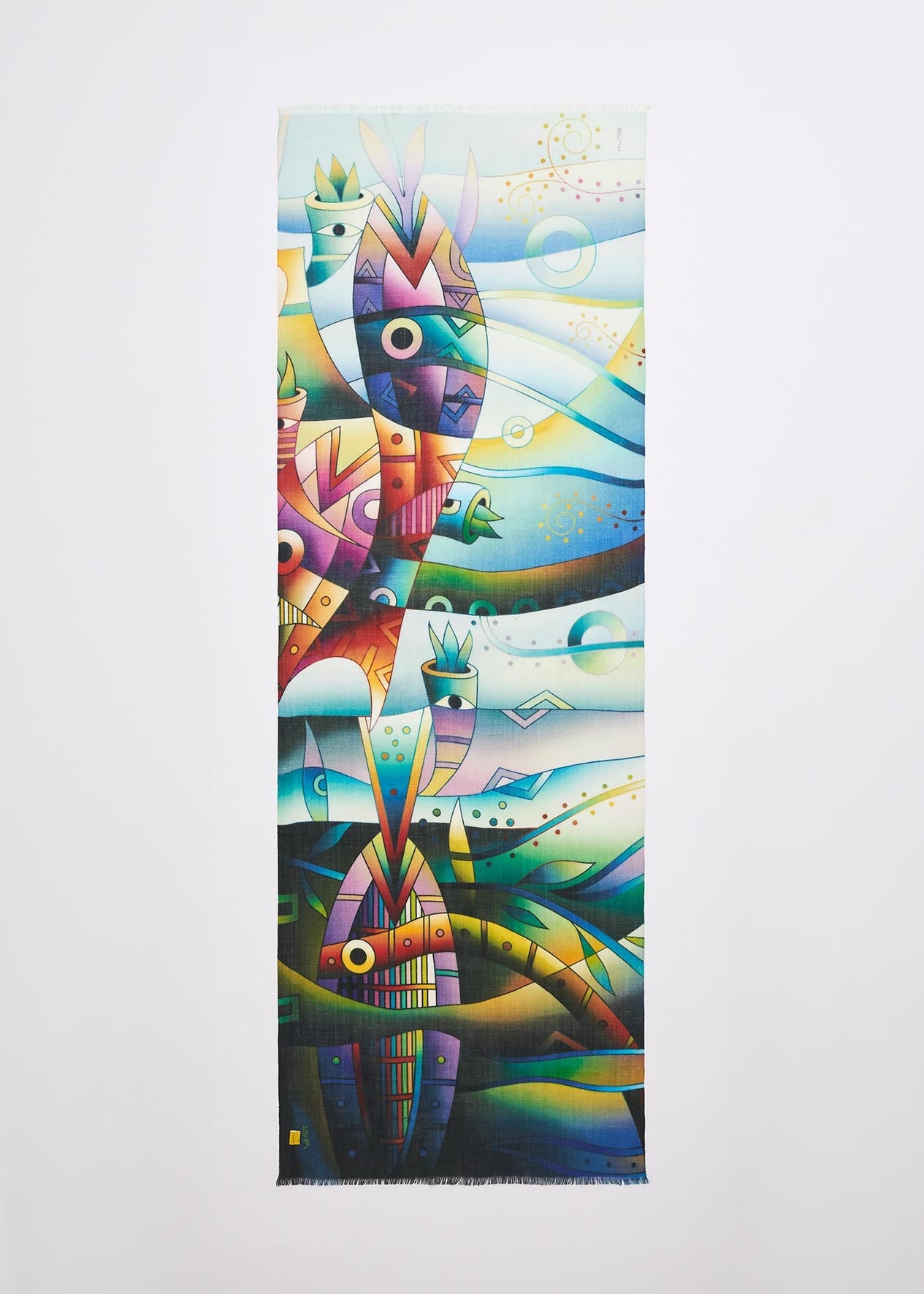 "Water's Celebration in Blue II" Baby Alpaca & Silk Shawl