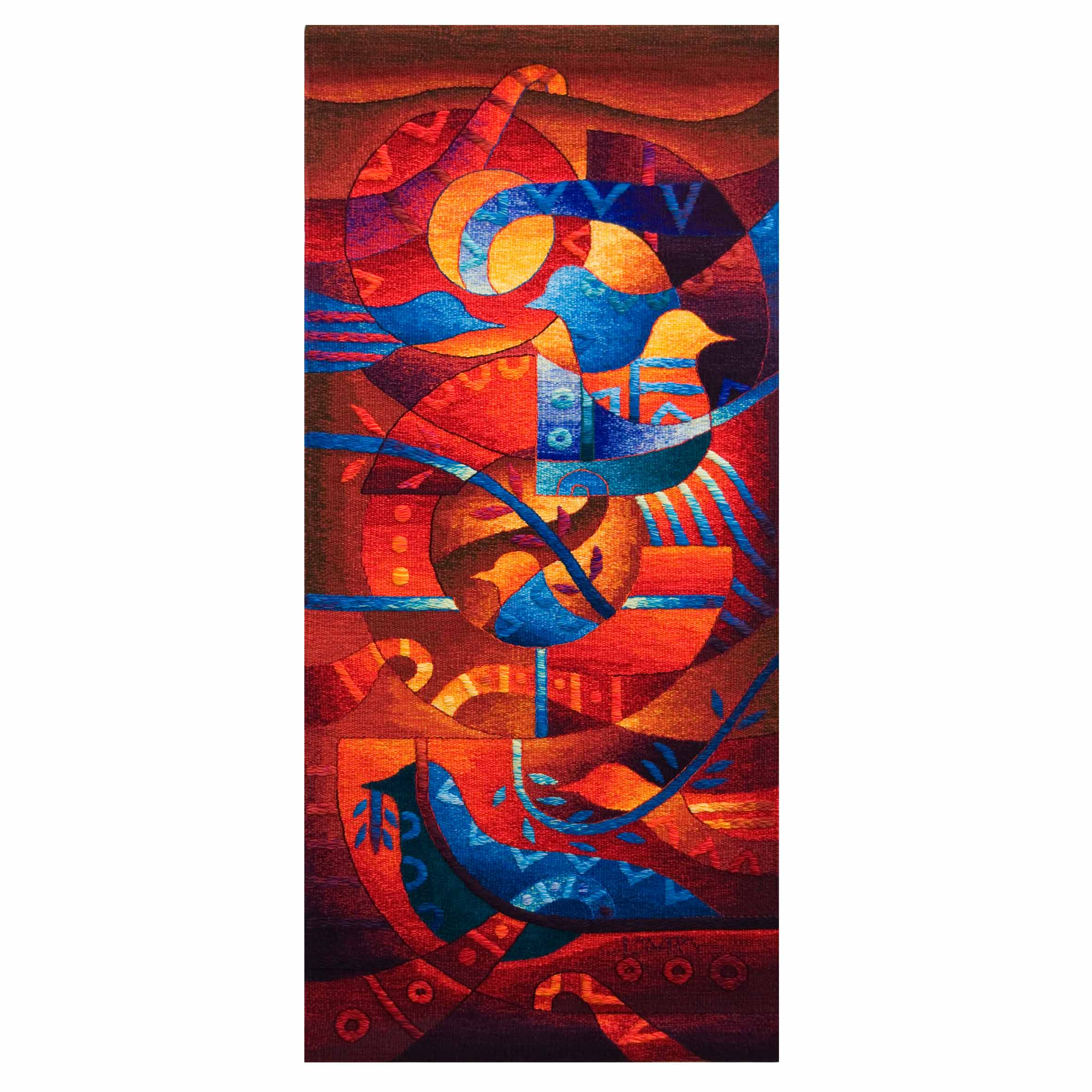 Birds with Laurel <br>51 x 23"