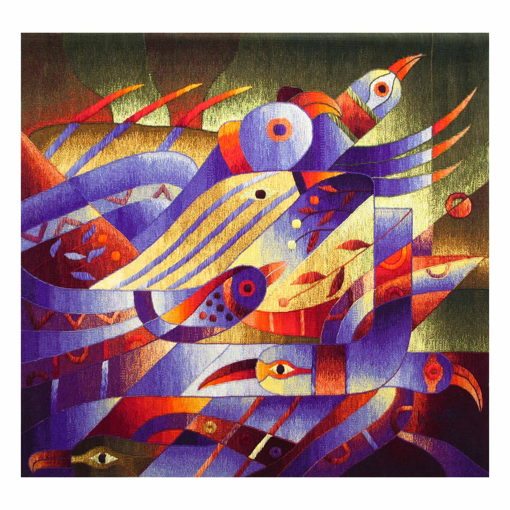 Round of Birds in the Garden 47 x 51"