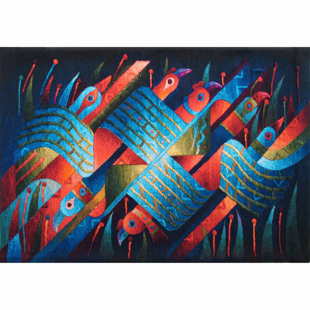 Flight of Birds Over Flower Fields 39 x 59"